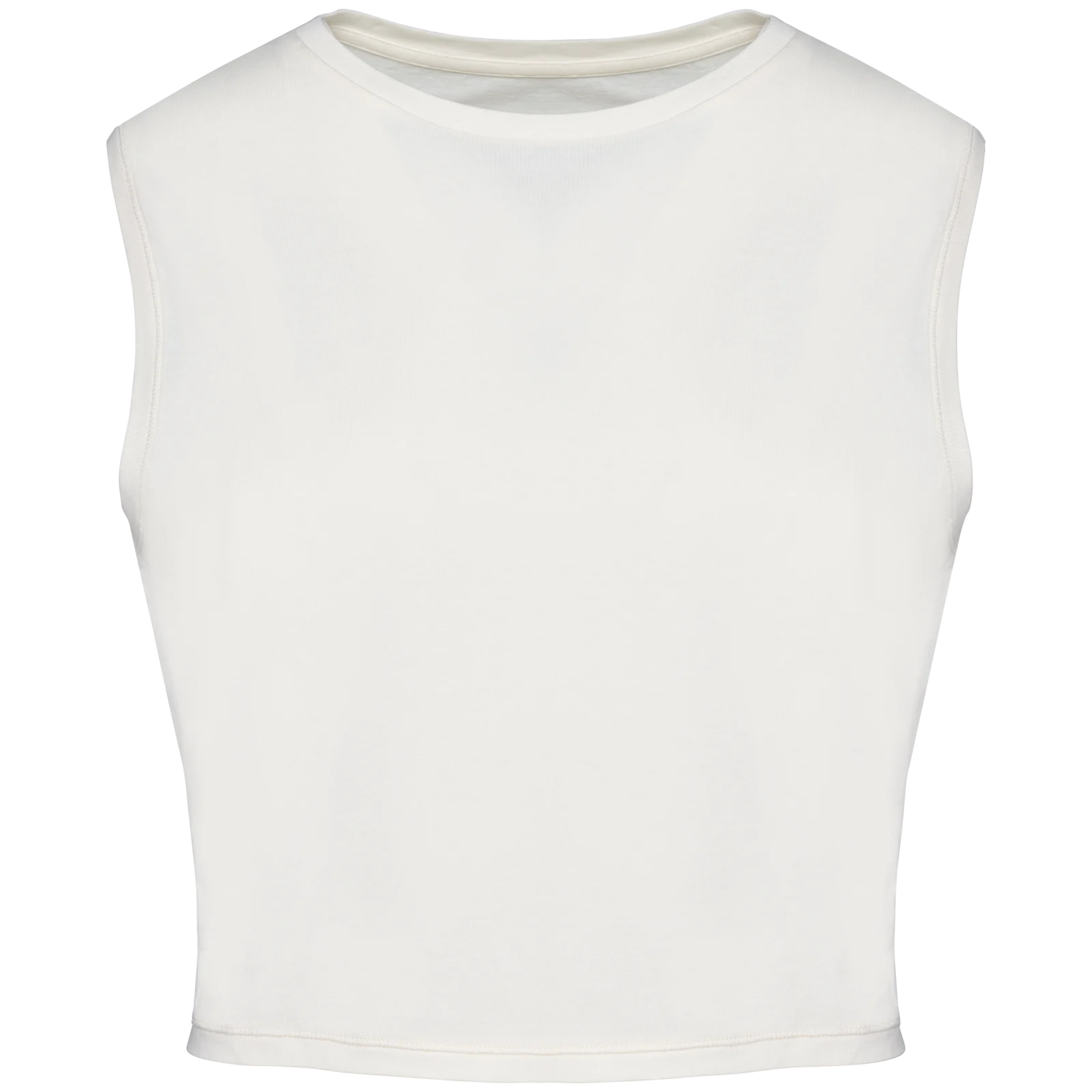 T-shirt écoresponsable crop sans manche femme NS342 — Washed Ivory