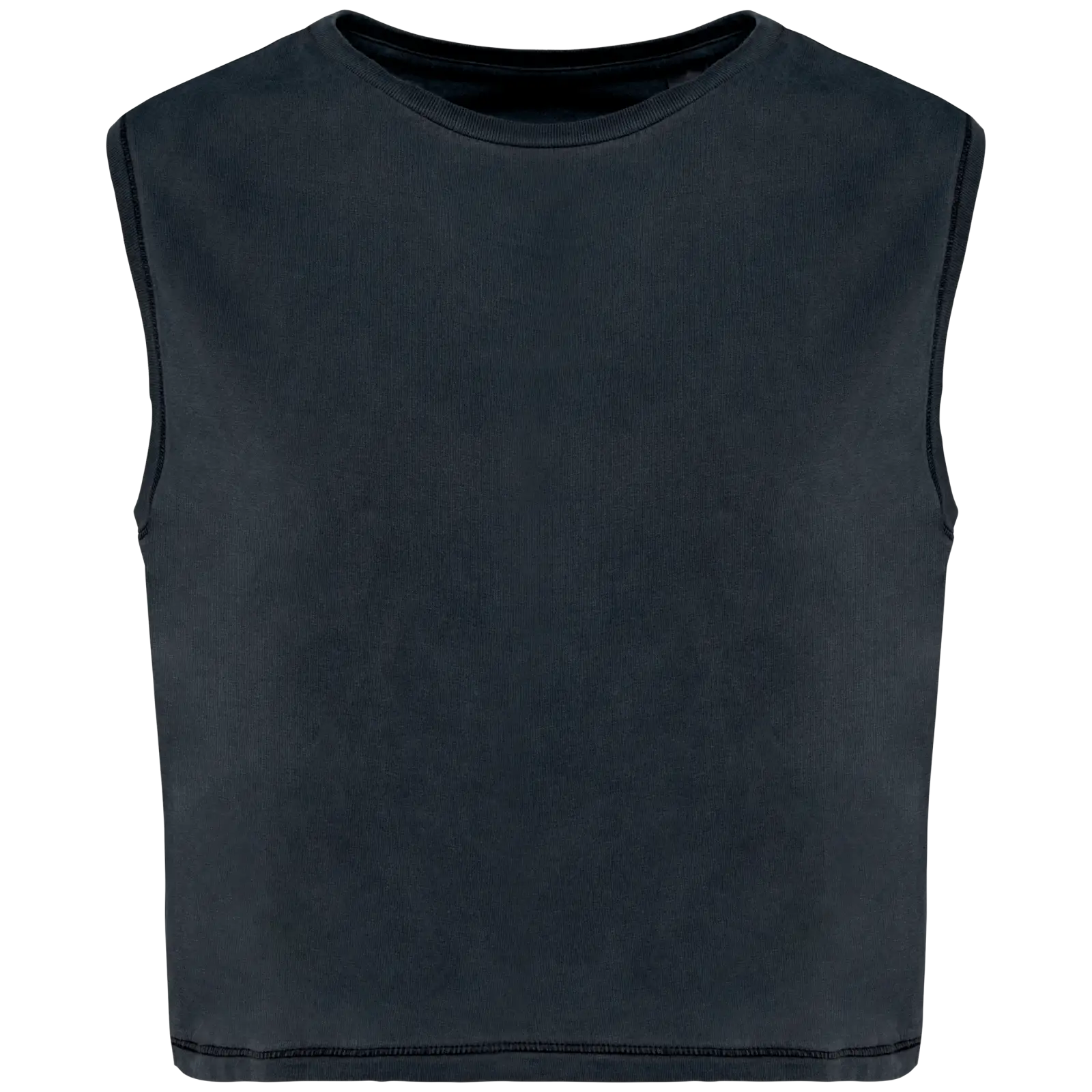 T-shirt écoresponsable crop sans manche femme NS342 — Washed Coal Grey