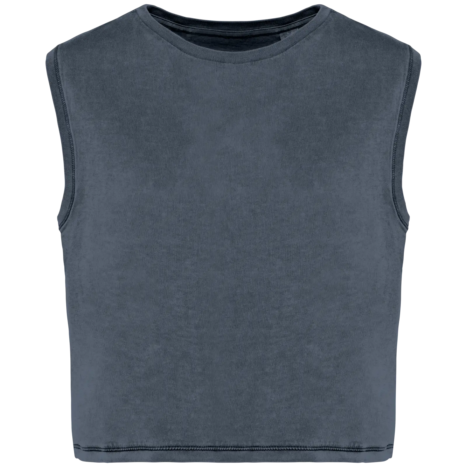 T-shirt écoresponsable crop sans manche femme NS342 — Washed Mineral Grey
