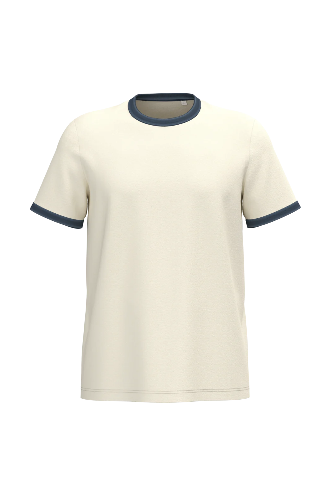 T-shirt ringer écoresponsable à bords contrastés effet délavé homme NS360 — Ivory / Washed Navy Blue