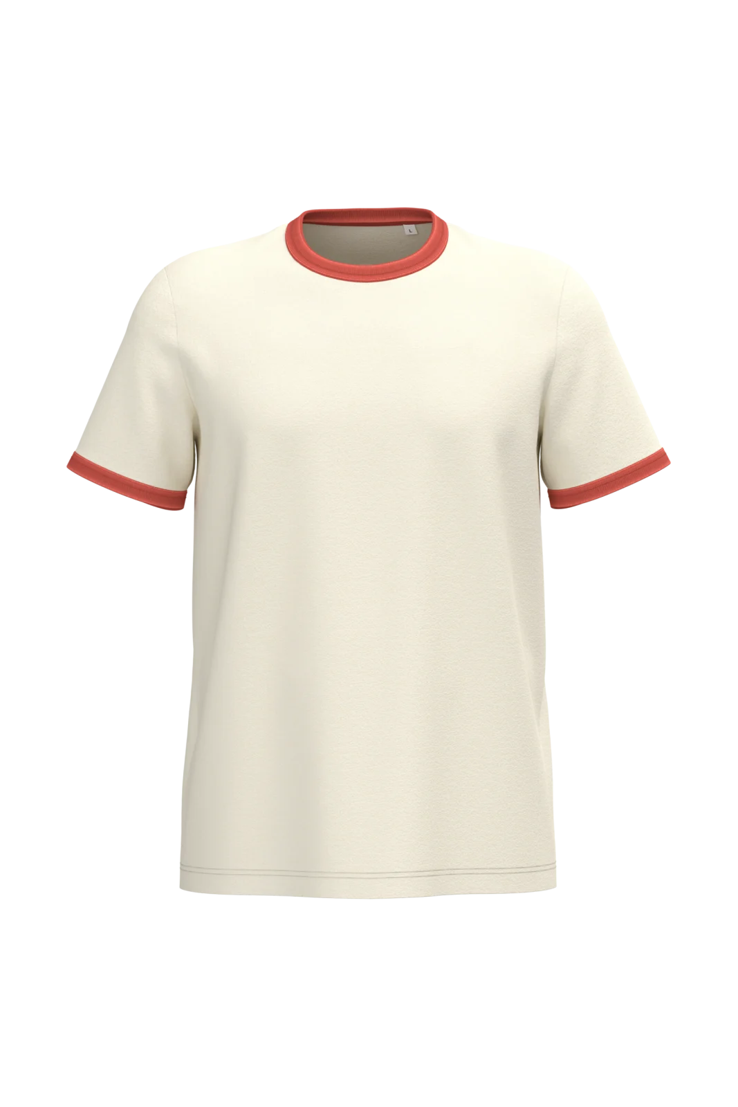 T-shirt ringer écoresponsable à bords contrastés effet délavé homme NS360 — Ivory / Washed Paprika