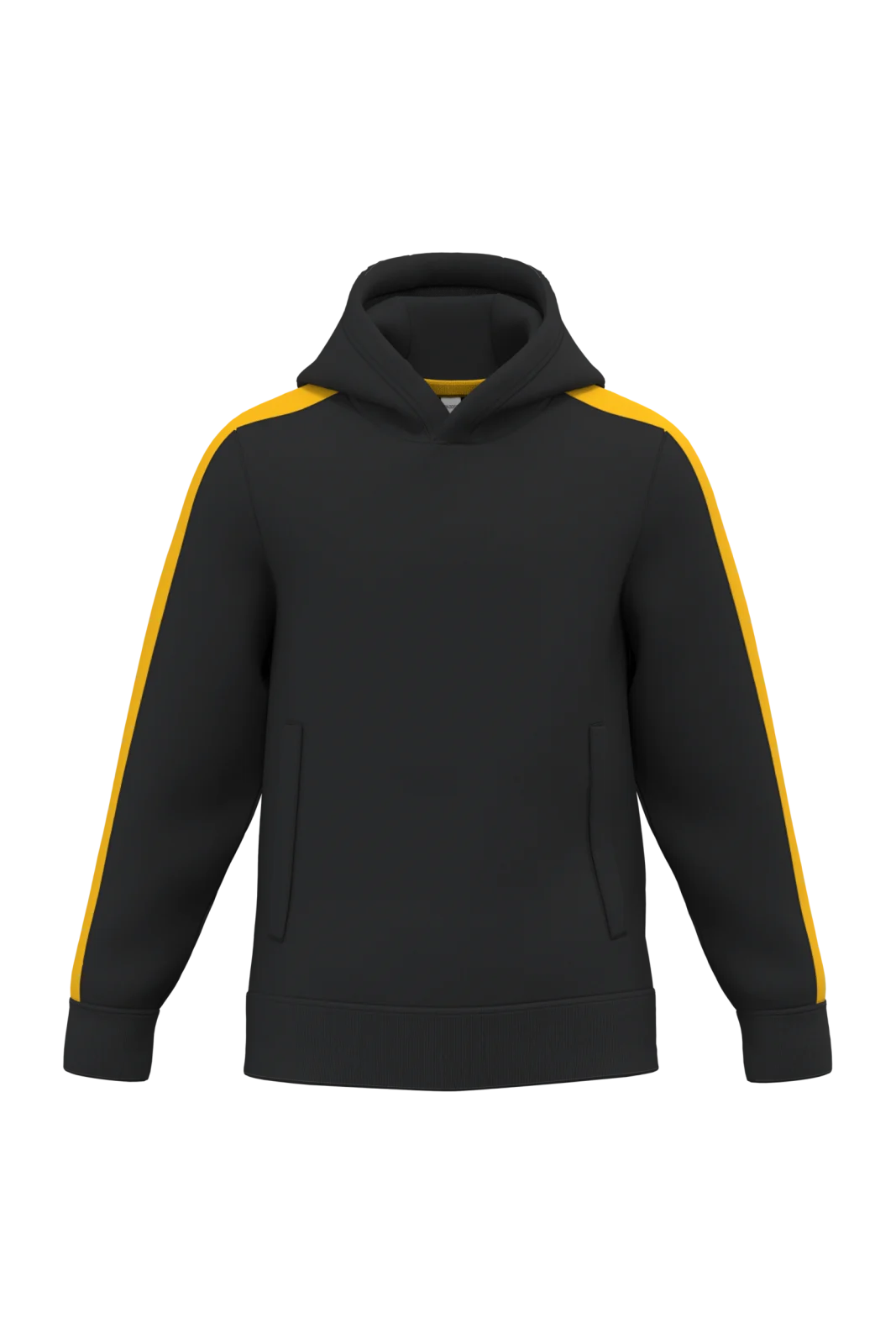Sweat-shirt à capuche teamwear bicolore enfant PA3056 — Black / Sporty Yellow