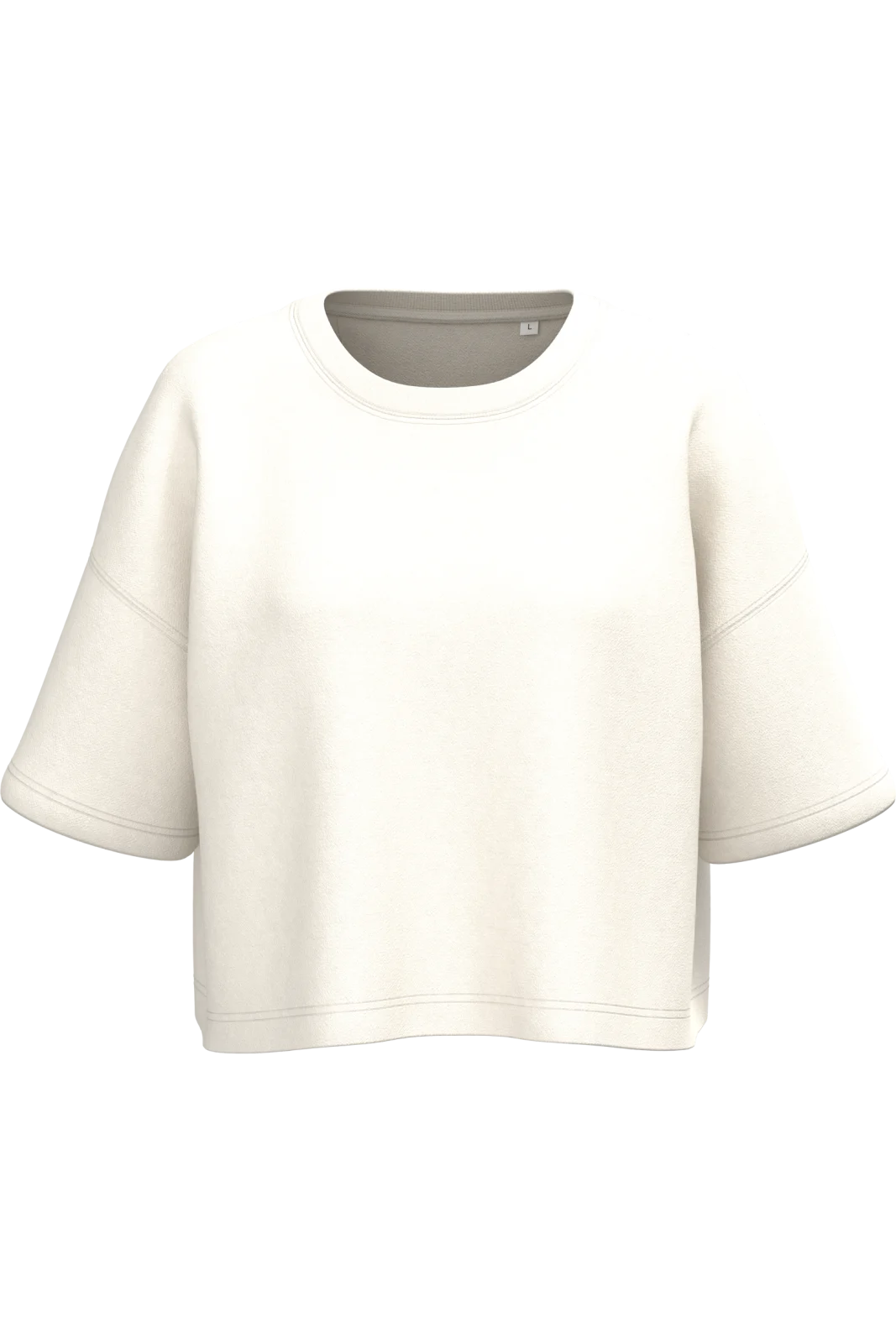 Sweat-shirt crop à manches courtes col rond femme PA394 — Coconut Milk