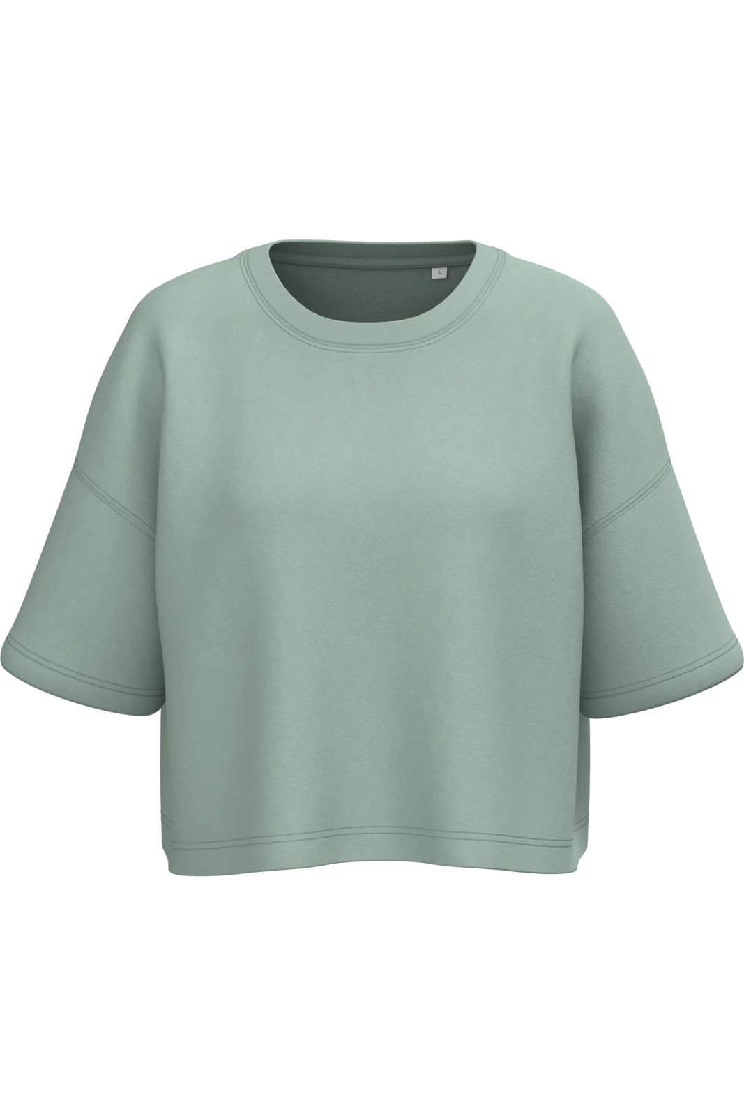 Sweat-shirt crop à manches courtes col rond femme PA394 — Sage