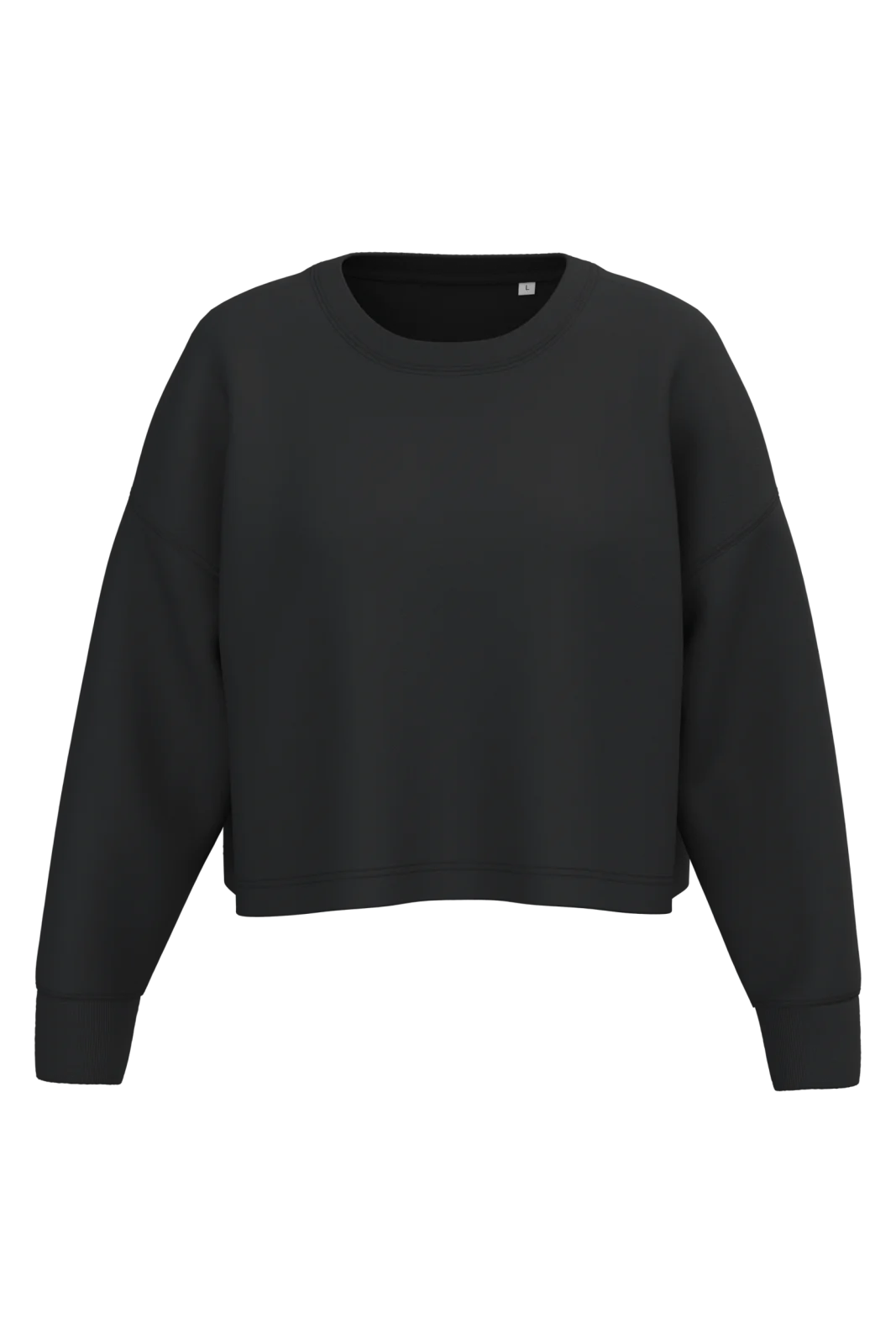 Sweat-shirt crop col rond femme PA395 — Black