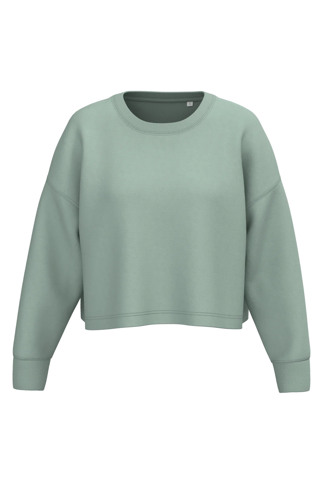 Sweat-shirt crop col rond femme PA395 — Sage