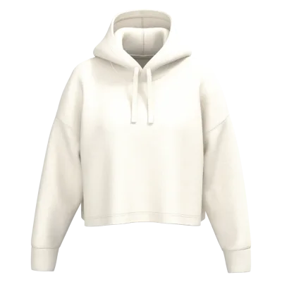 Sweat-shirt crop à capuche femme PA396 — Coconut Milk