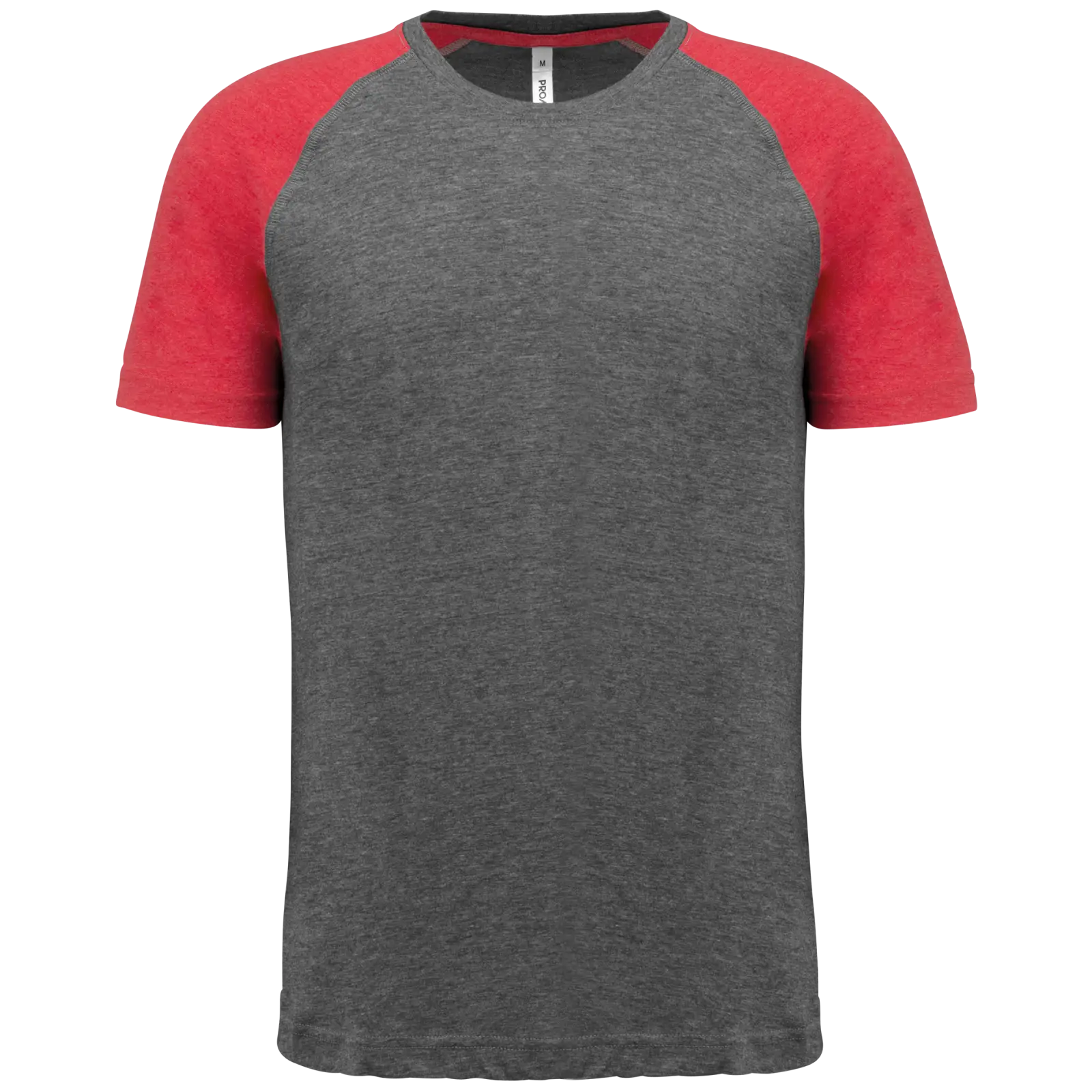 T-shirt triblend bicolore sport manches courtes unisexe PA4010 — Grey Heather / Sporty Red Heather