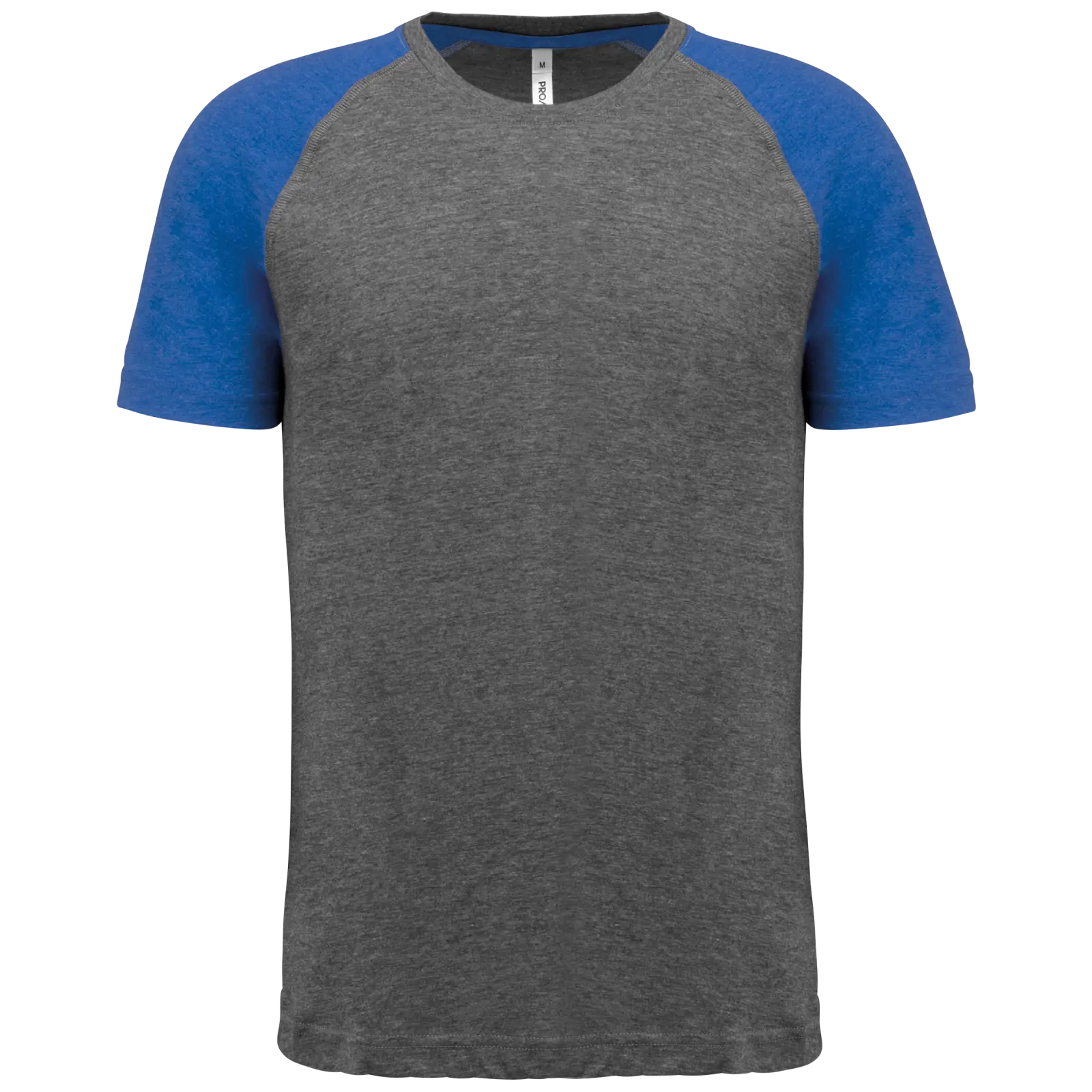 T-shirt triblend bicolore sport manches courtes unisexe PA4010 — Grey Heather / Sporty Royal Blue Heather