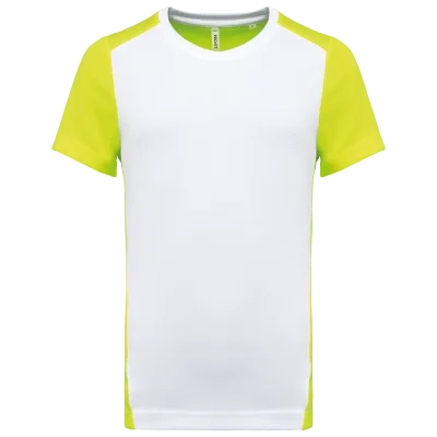 T-shirt de sport écoresponsable bicolore homme PA4014 — White / Fluorescent Yellow