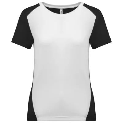 T-shirt de sport écoresponsable bicolore femme PA4015 — White / Black
