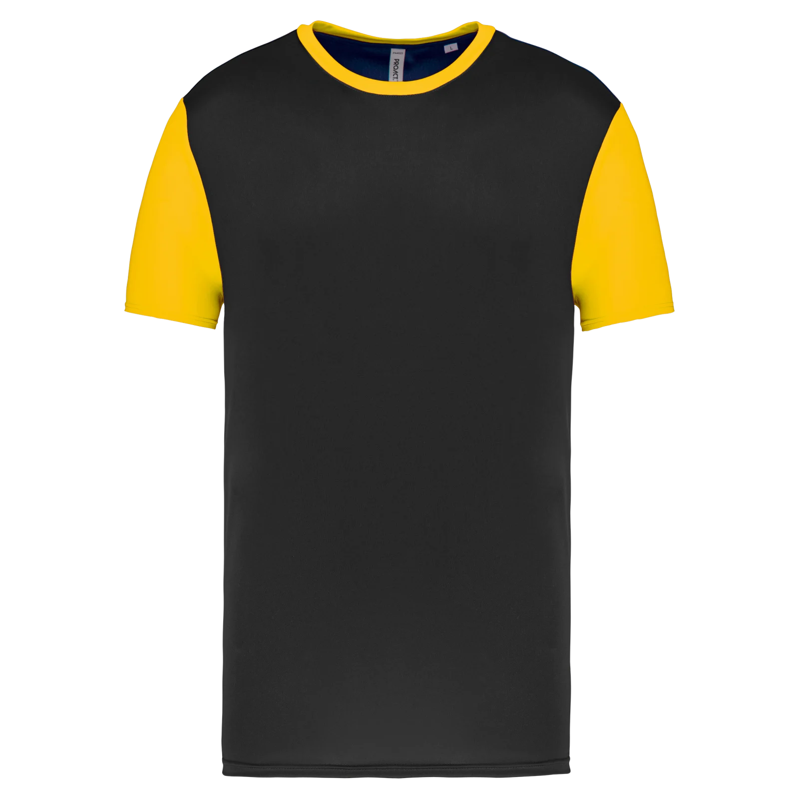 Maillot multisport manches courtes bicolore unisexe PA4023 — Black / Sporty Yellow
