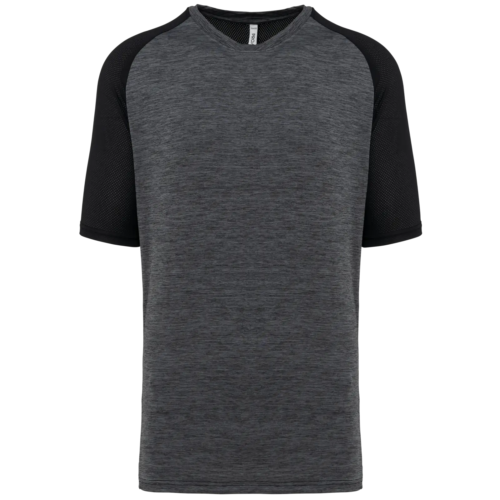 T-shirt de padel bicolore à manches raglan homme PA4030 — Black / Marl Dark Grey