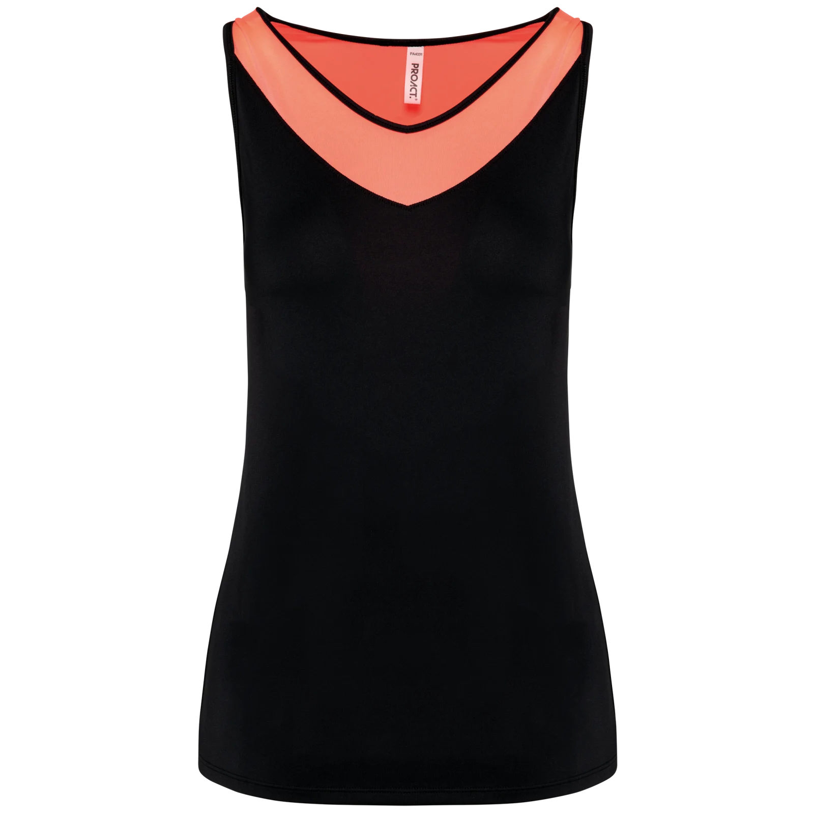 Débardeur de padel bicolore femme PA4031 — Black / Coral