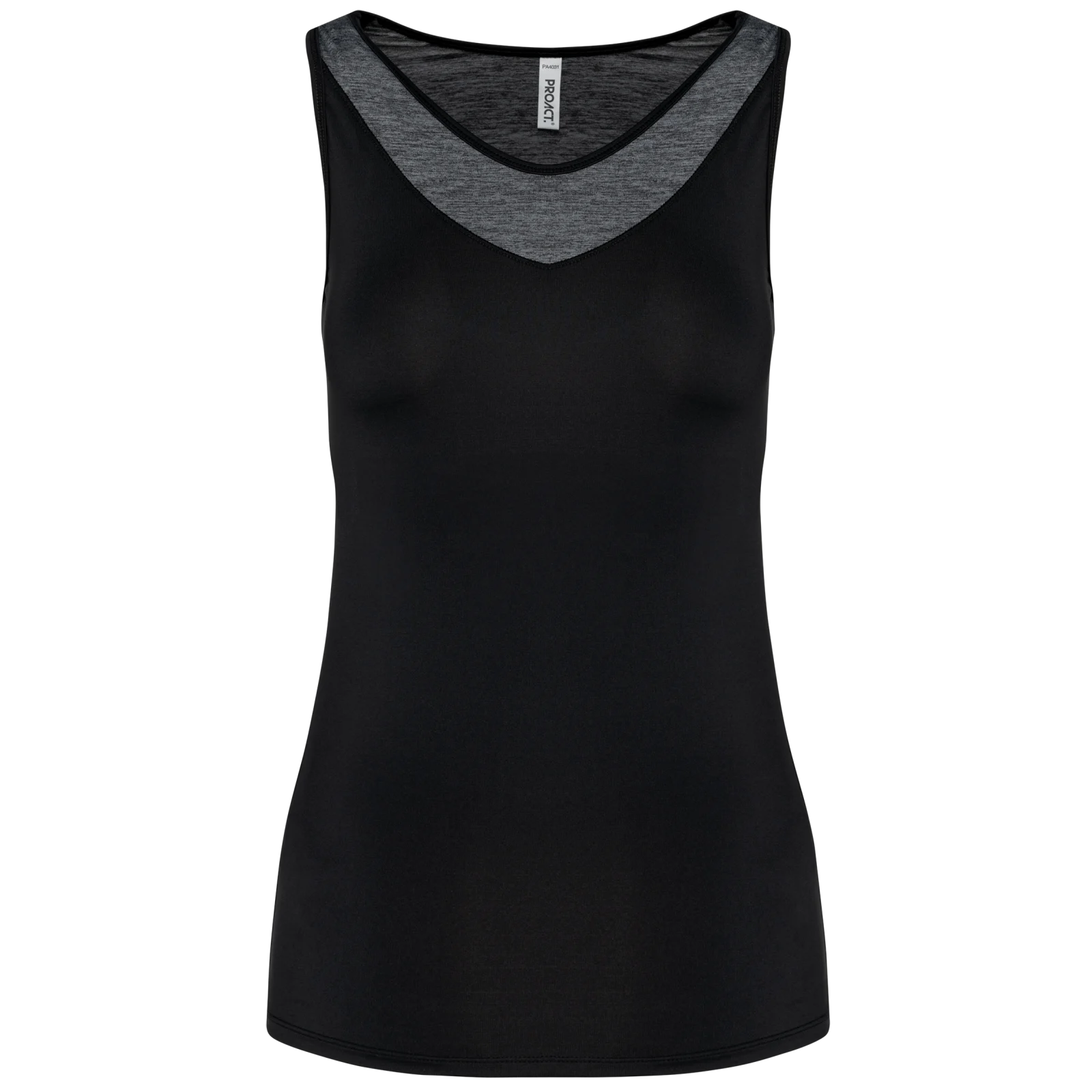 Débardeur de padel bicolore femme PA4031 — Black / Marl Dark Grey