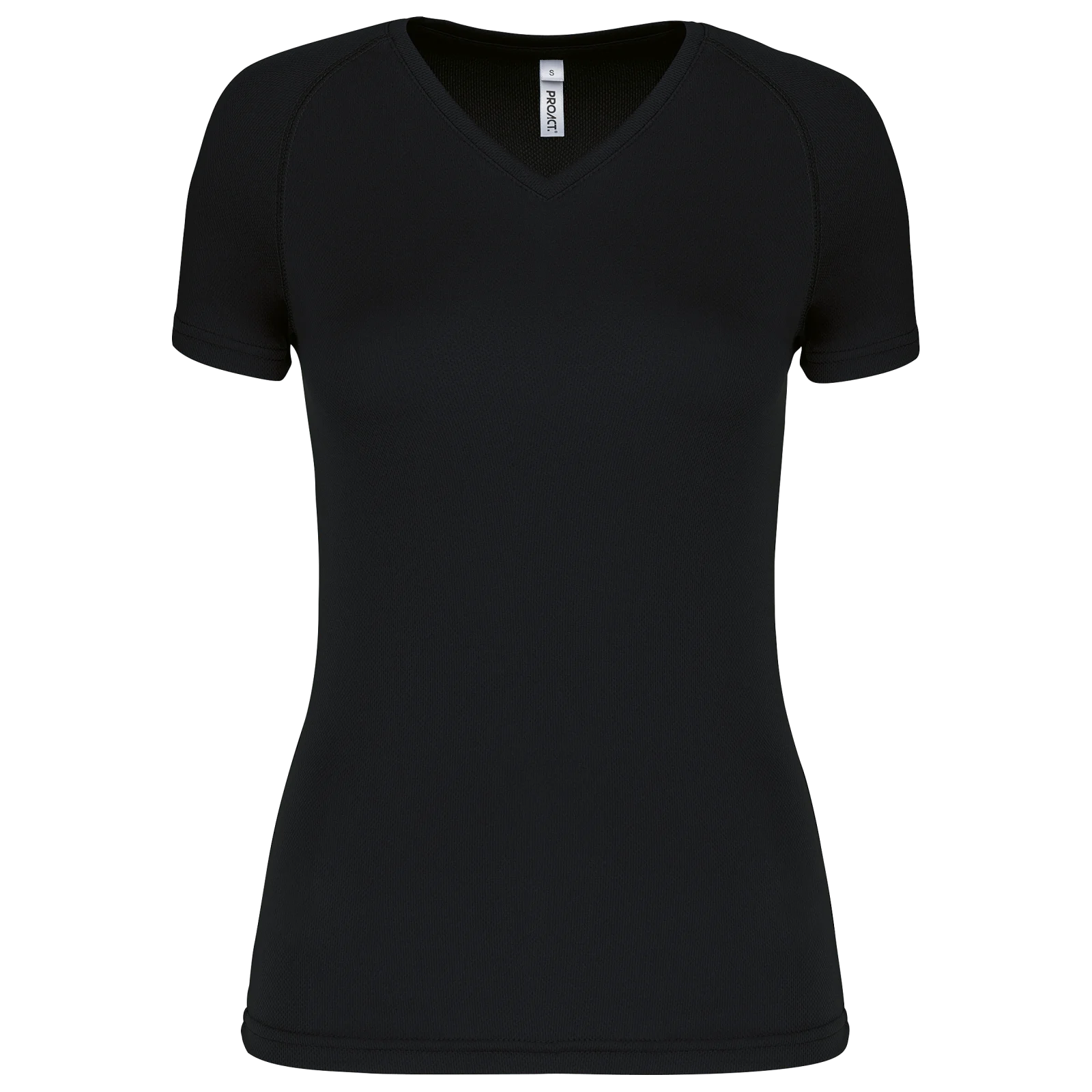 T-shirt de sport manches courtes col v femme PA477 — Black