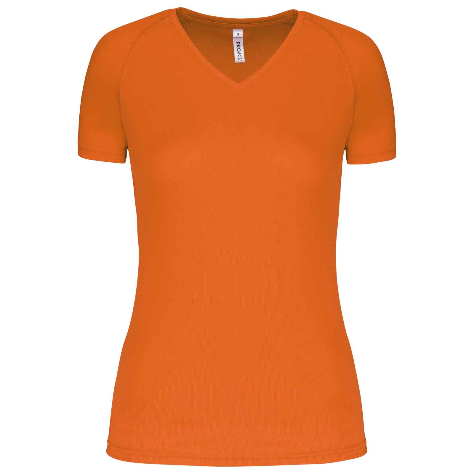 T-shirt de sport manches courtes col v femme PA477 — Fluorescent Orange