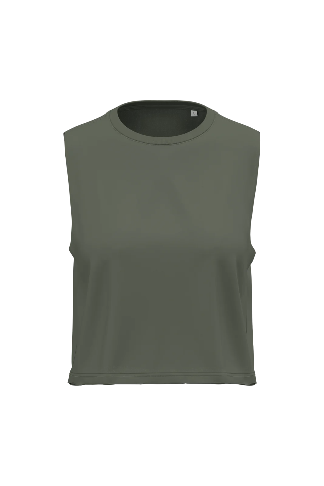 T-shirt crop sans manches femme PA499 — Sporty Khaki