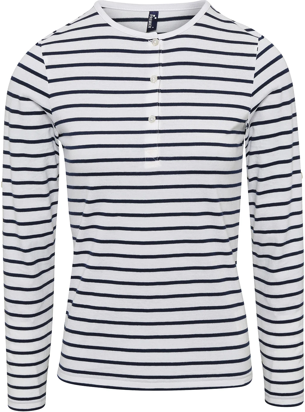 T-shirt femme "Long John" PR318 — White / Navy