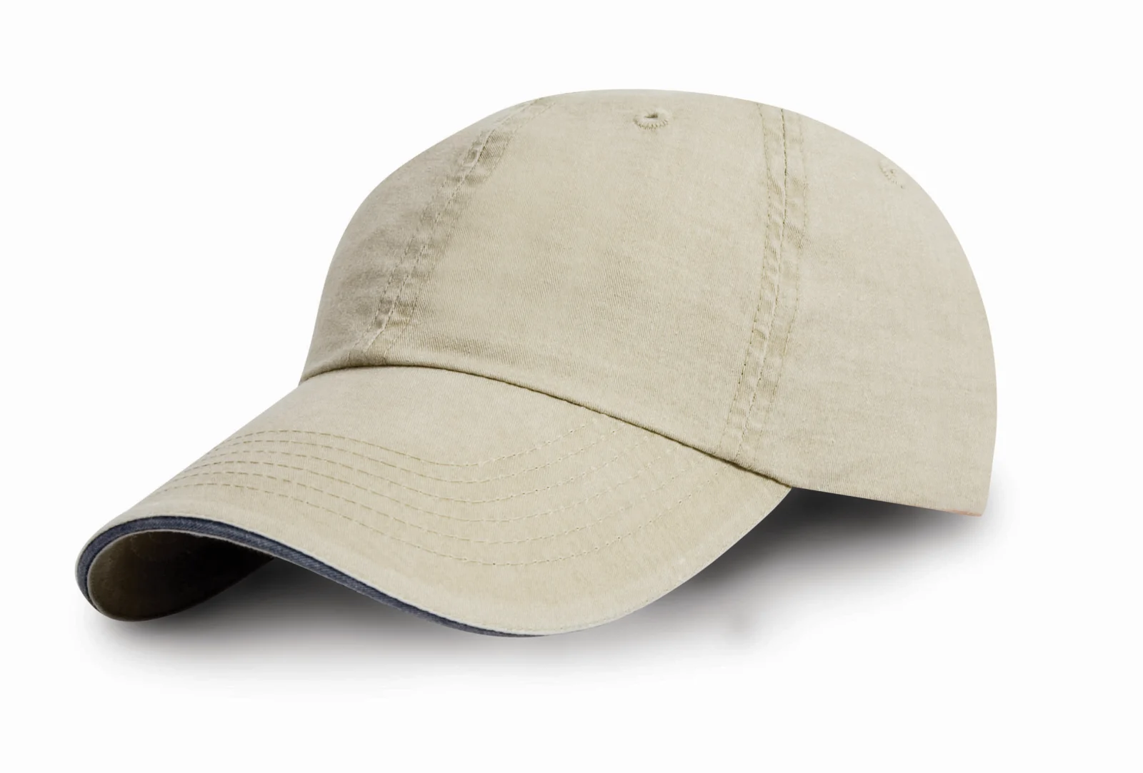 Casquette coton fine ligne lavé avec visière sandwich RC054X — Putty / Navy