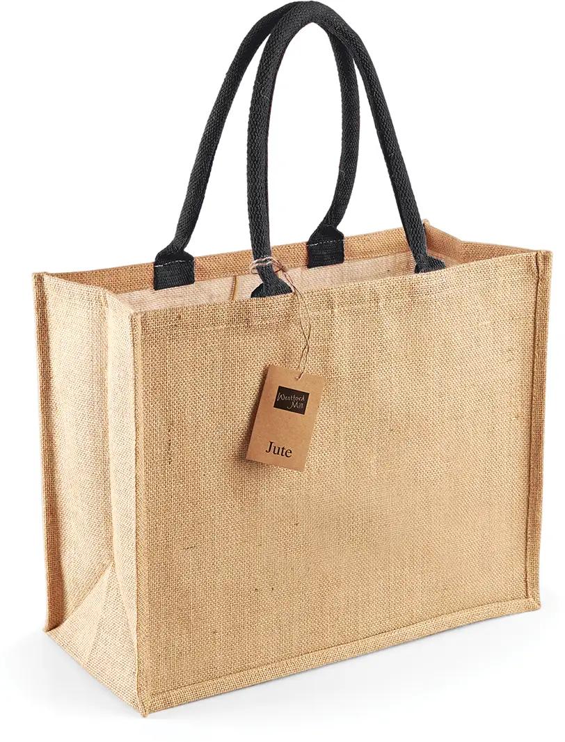 Sac shopping classique en jute W407 — Natural / Black