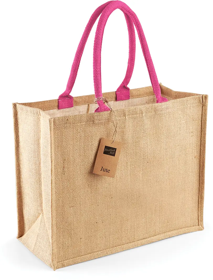 Sac shopping classique en jute W407 — Natural / Fuchsia