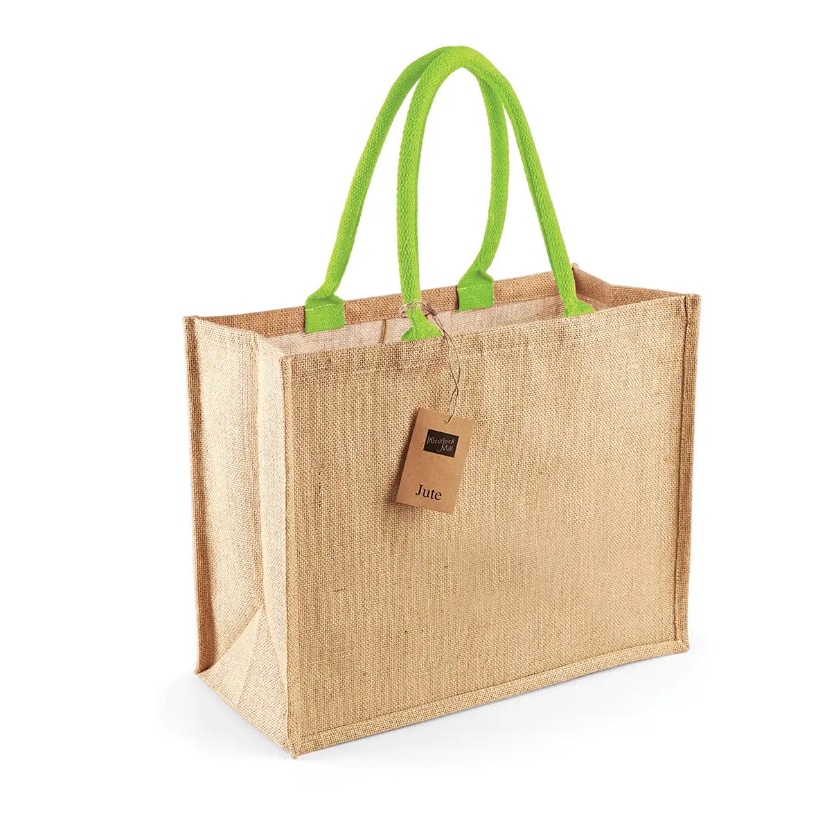Sac shopping classique en jute W407 — Natural / Lime Green