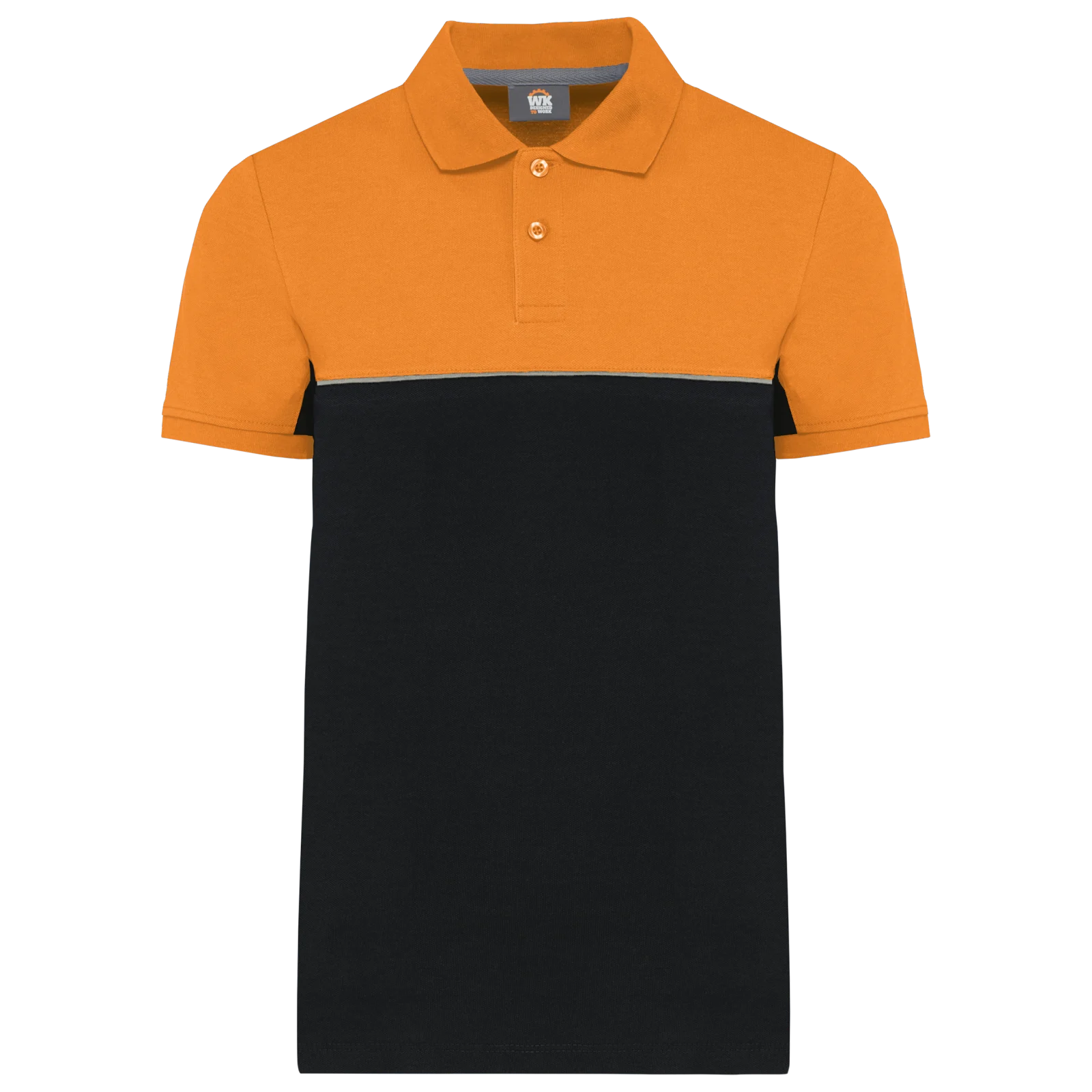 Polo bicolore écoresponsable manches courtes unisexe WK210 — Black / Orange