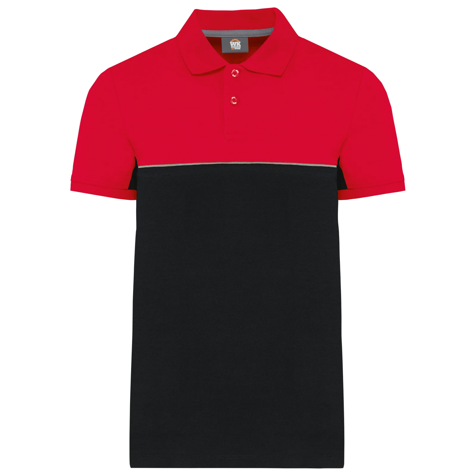 Polo bicolore écoresponsable manches courtes unisexe WK210 — Black / Red