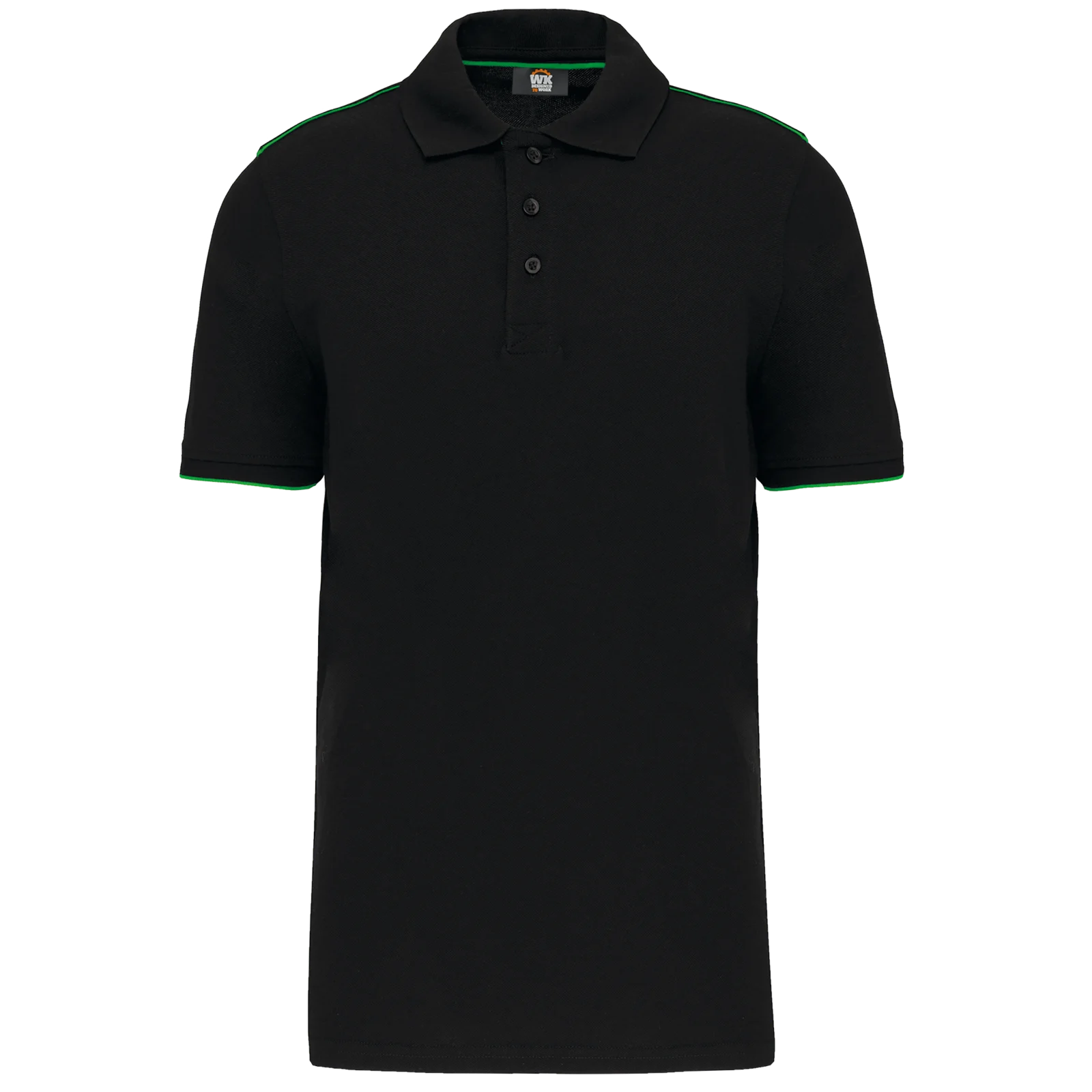 Polo Day To Day contrasté manches courtes homme WK270 — Black / Kelly Green