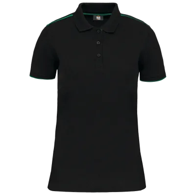Polo Day To Day contrasté manches courtes femme WK271 — Black / Kelly Green
