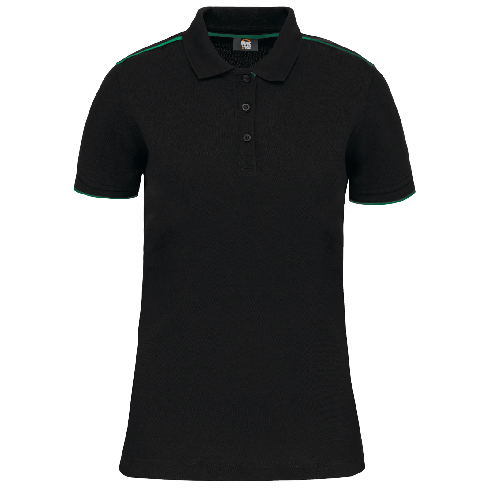 Polo Day To Day contrasté manches courtes femme WK271 — Black / Kelly Green