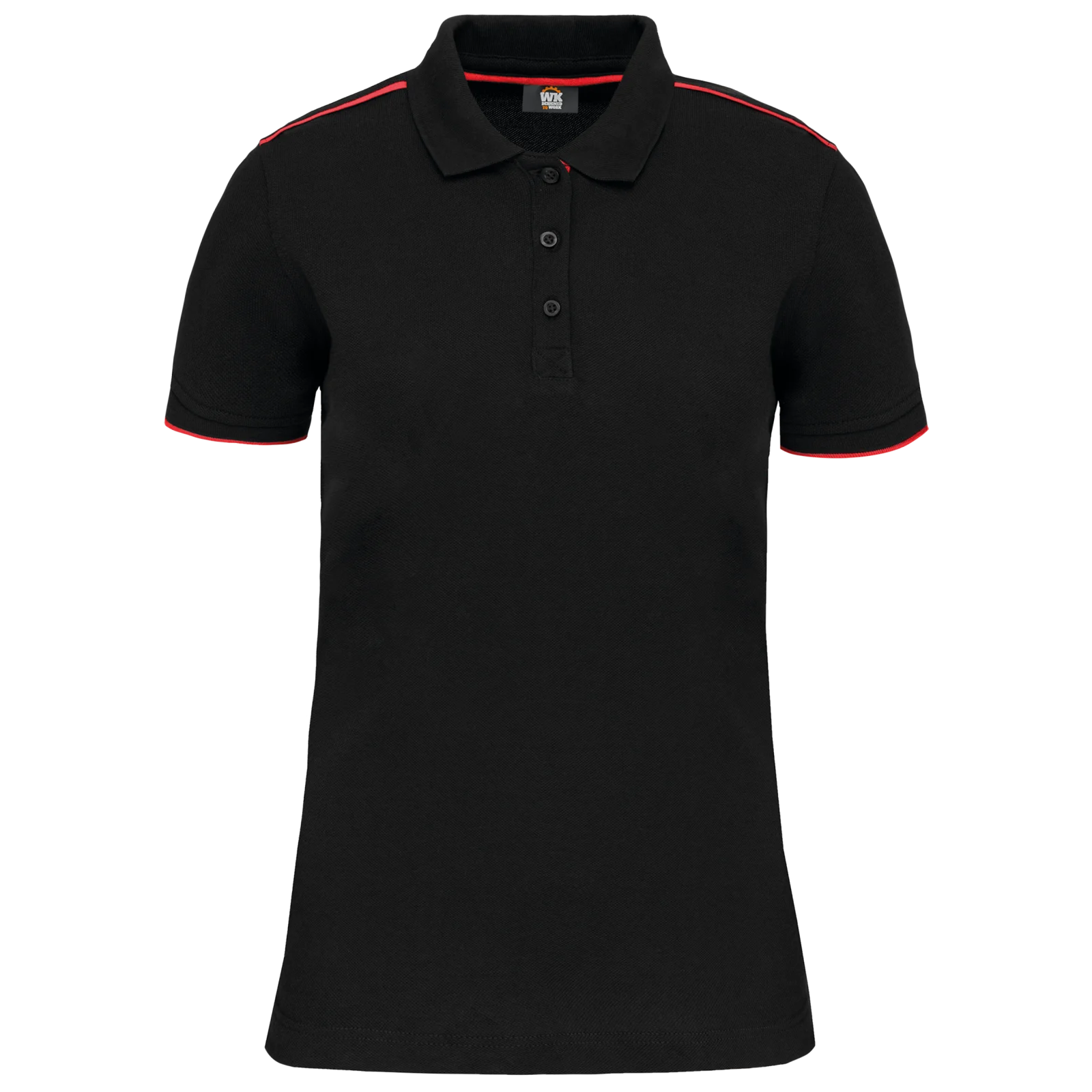Polo Day To Day contrasté manches courtes femme WK271 — Black / Red