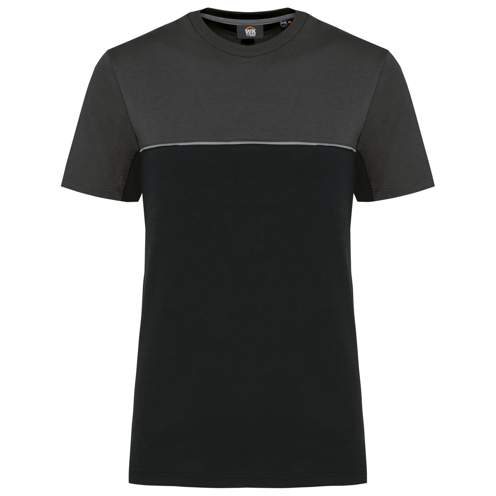 T-shirt bicolore écoresponsable manches courtes unisexe WK304 — Black / Dark Grey