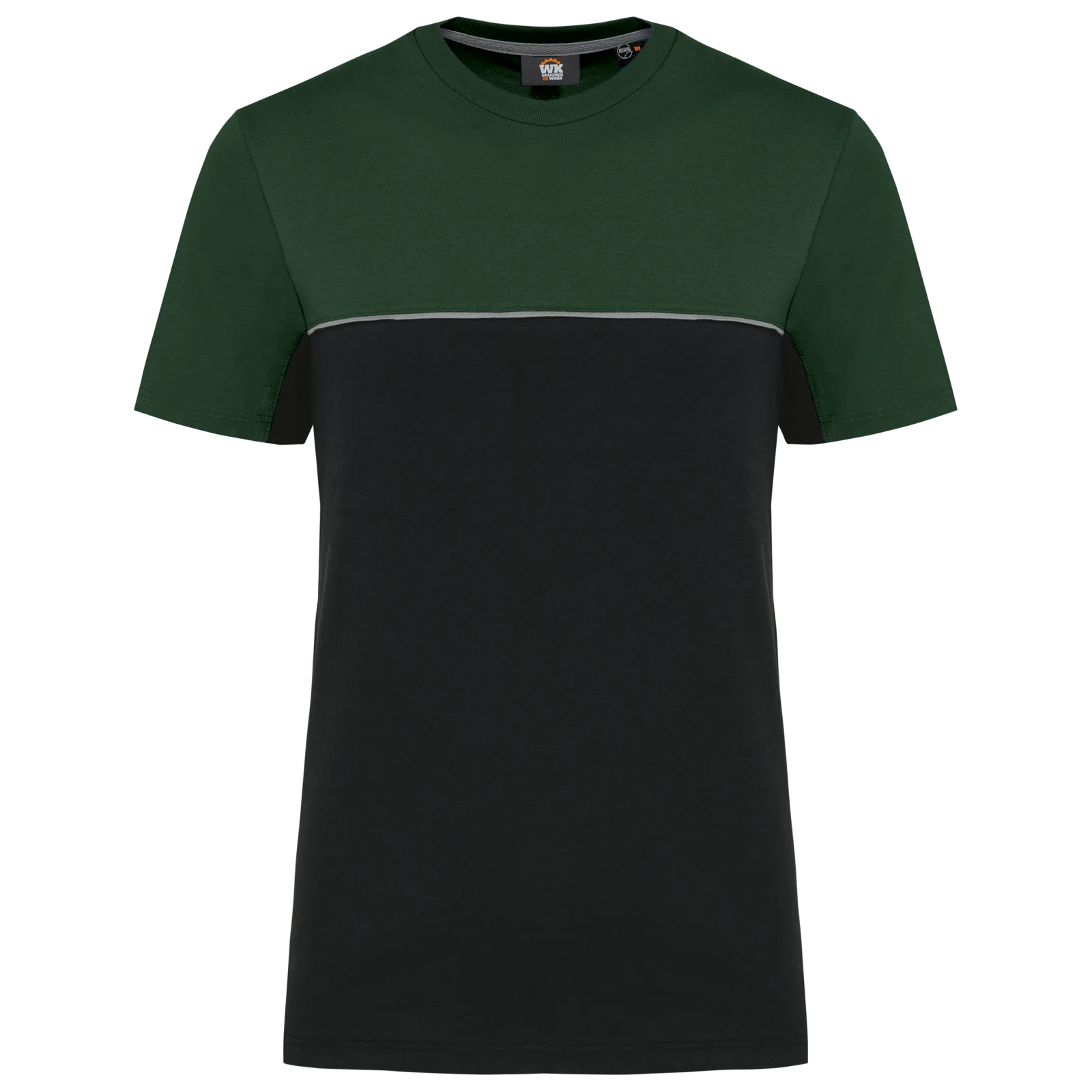 T-shirt bicolore écoresponsable manches courtes unisexe WK304 — Black / Forest Green