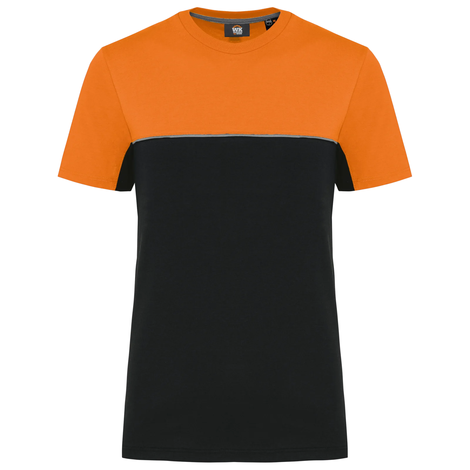 T-shirt bicolore écoresponsable manches courtes unisexe WK304 — Black / Orange