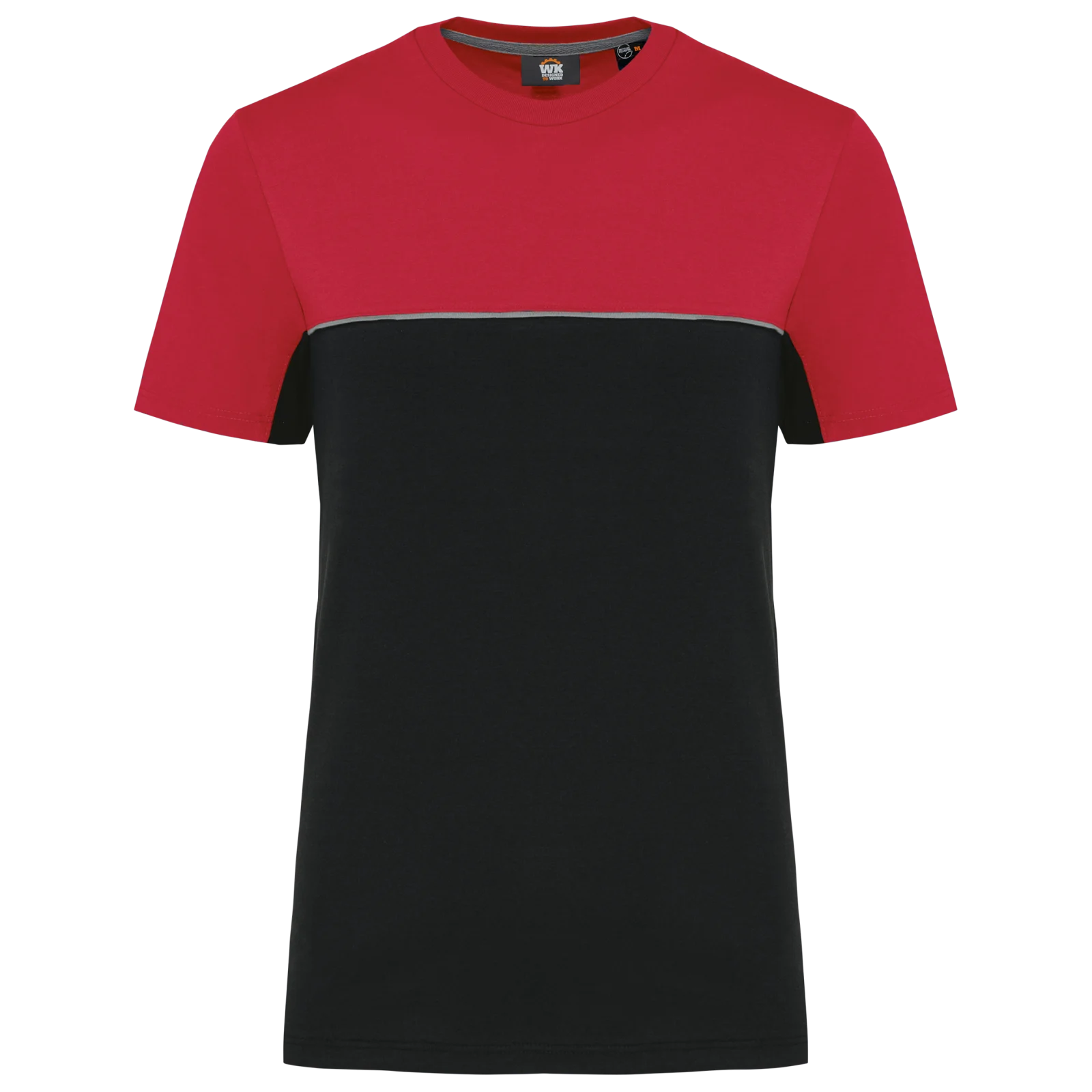 T-shirt bicolore écoresponsable manches courtes unisexe WK304 — Black / Red