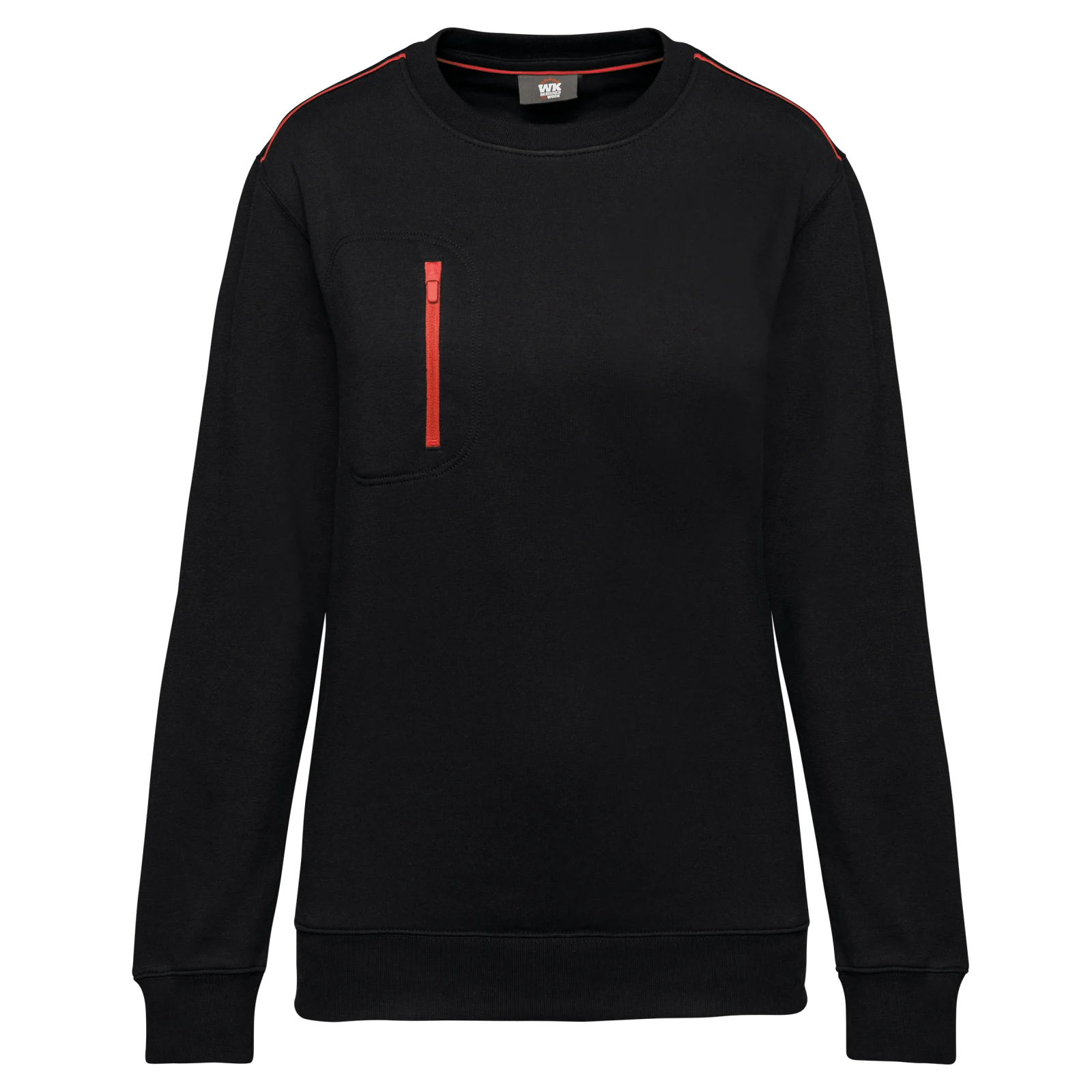 Sweat-shirt Day To Day zip poche contrastée unisexe WK403 — Black / Red