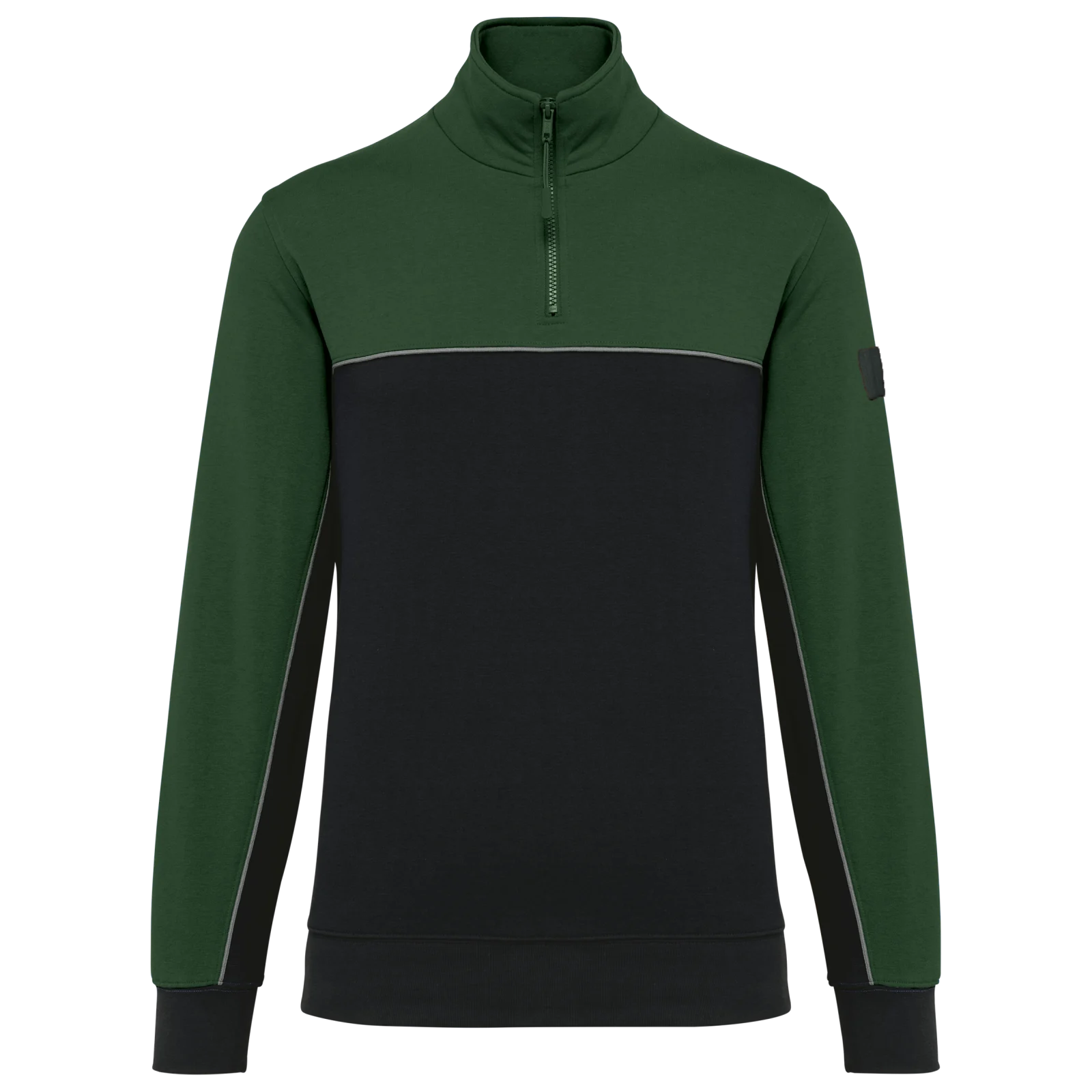 Sweat-shirt écoresponsable col zippé unisexe WK404 — Black / Forest Green
