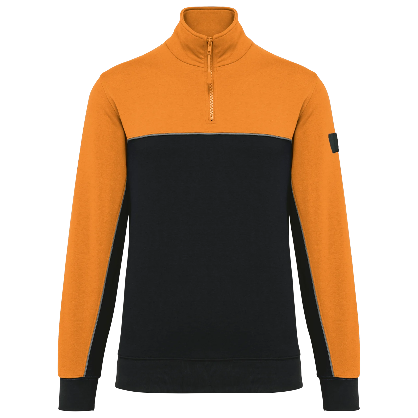 Sweat-shirt écoresponsable col zippé unisexe WK404 — Black / Orange