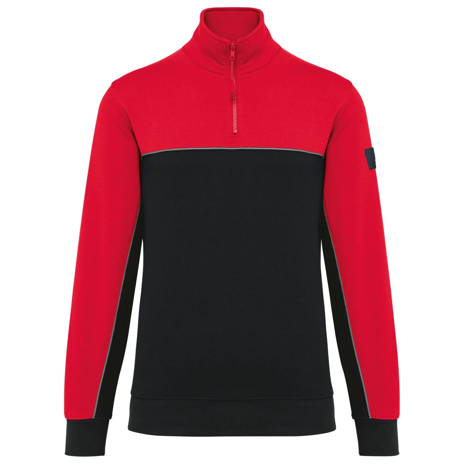 Sweat-shirt écoresponsable col zippé unisexe WK404 — Black / Red