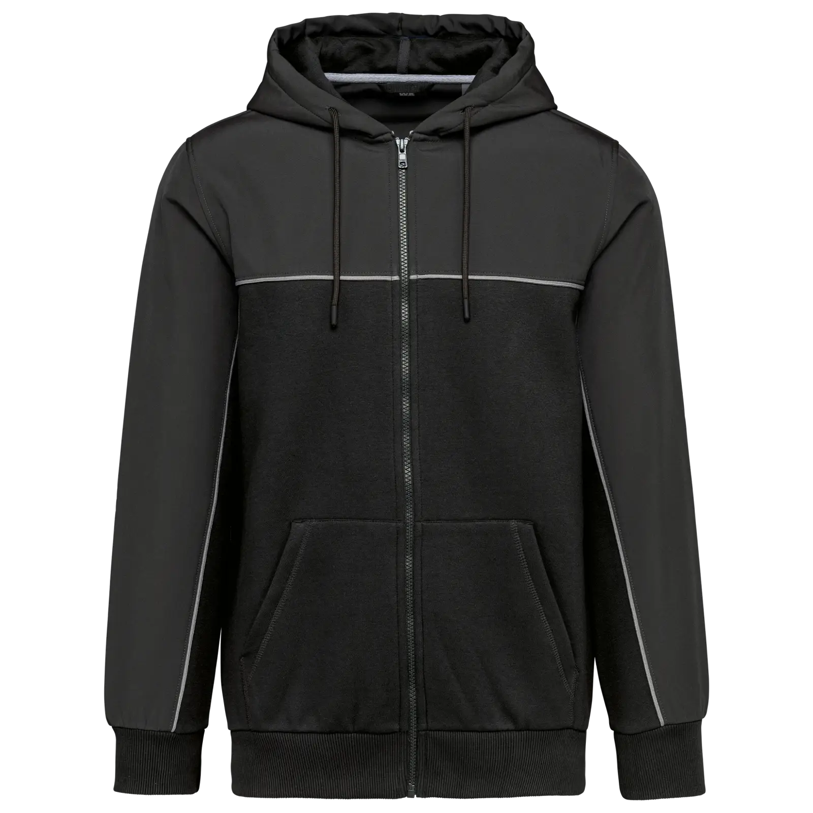 Veste molleton bicolore zippée à capuche écoresponsable unisexe WK410 — Black / Dark Grey