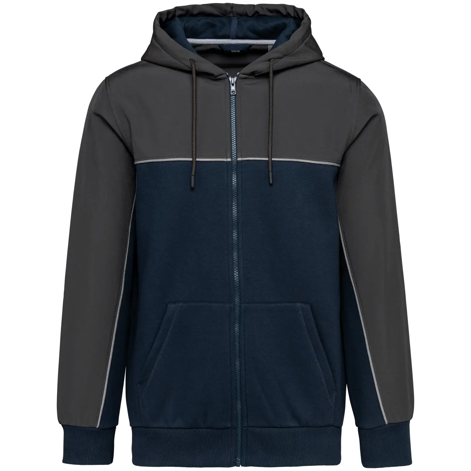 Veste molleton bicolore zippée à capuche écoresponsable unisexe WK410 — Navy / Dark Grey