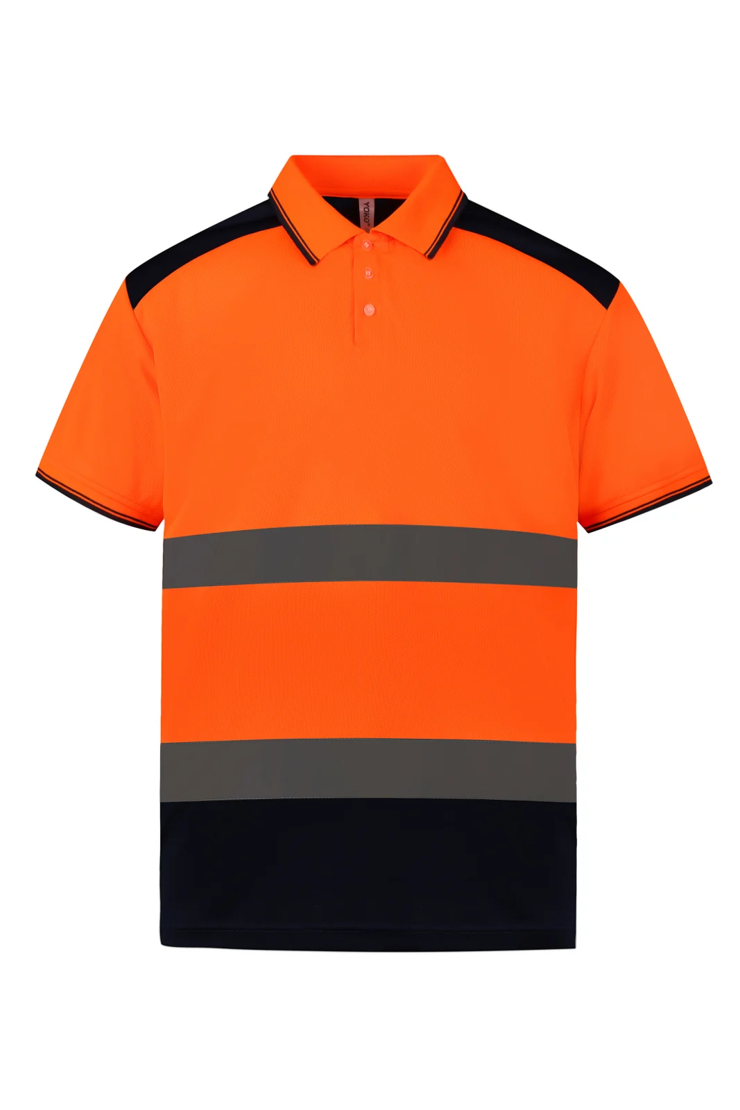 Polo bicolore haute visibilité YHVJ220 — Hi Vis Orange / Navy