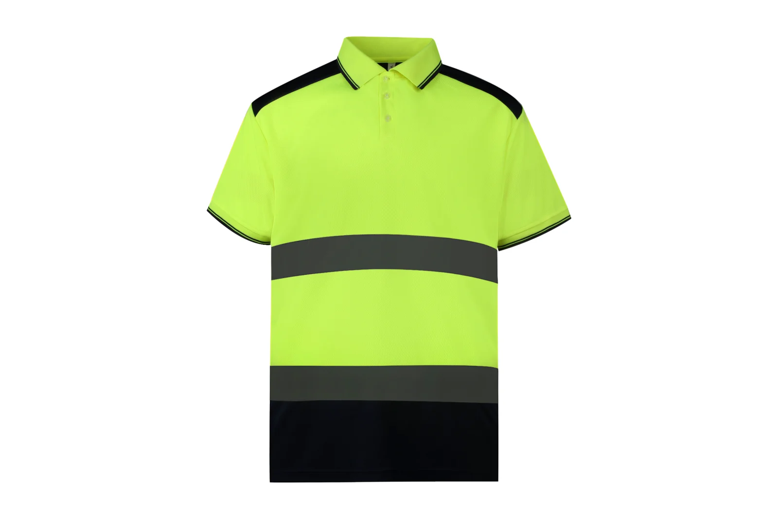 Polo bicolore haute visibilité YHVJ220 — Hi Vis Yellow / Navy