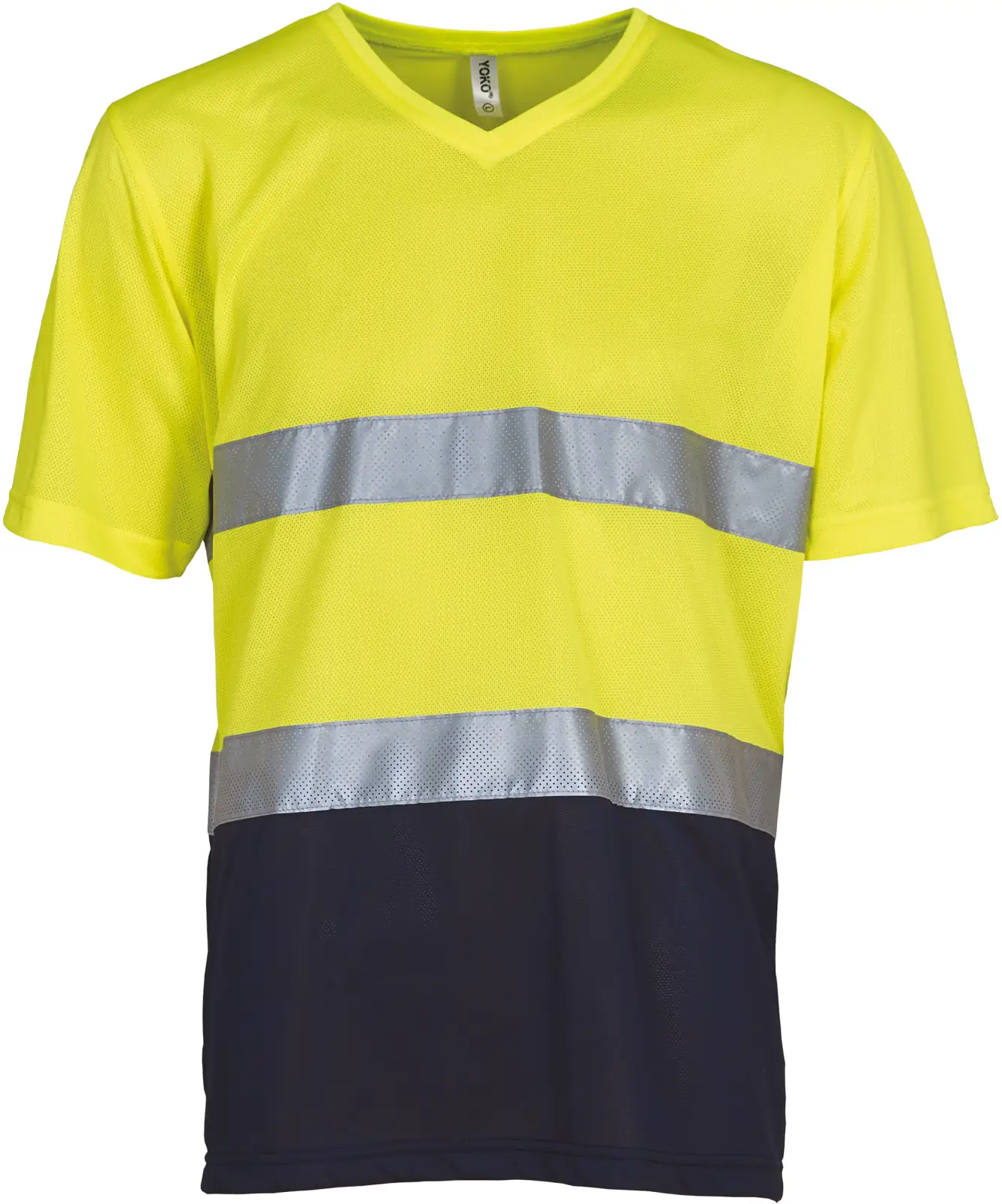 T-shirt col V haute visibilité Top Cool YHVJ910 — Hi Vis Yellow / Navy