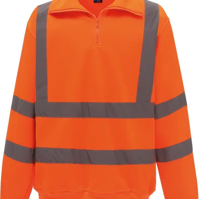 Sweat-shirt 1/4 zip haute visibilité YHVK06 — Hi Vis Orange