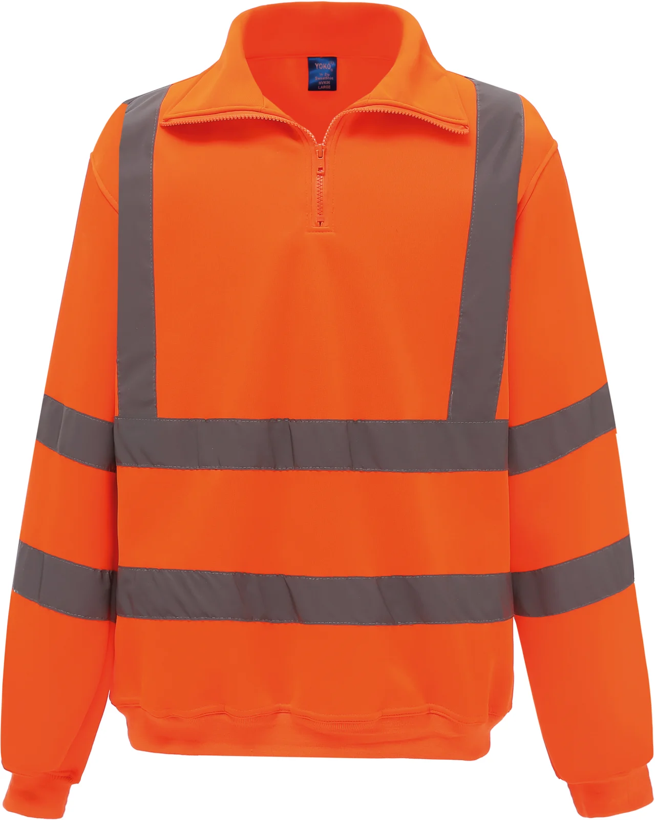 Sweat-shirt 1/4 zip haute visibilité YHVK06 — Hi Vis Orange