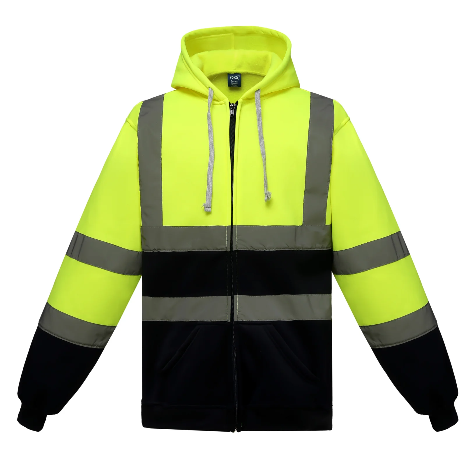 Sweat-shirt zippé capuche YHVK07 — Hi Vis Yellow / Navy