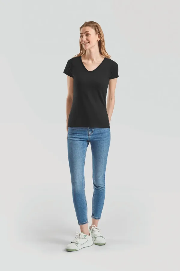 T-shirt femme col v Valueweight (61-398-0) SC61398 — photo de présentation
